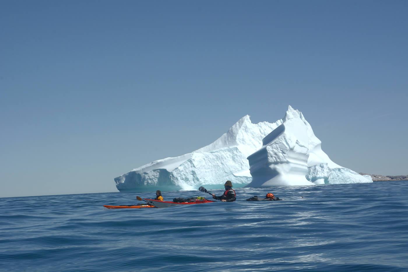 Antoine Moineville and Christian Laddy Ledergerber paddle in the North Atlantic Ocean. [Photo] Silvan Schuepbach