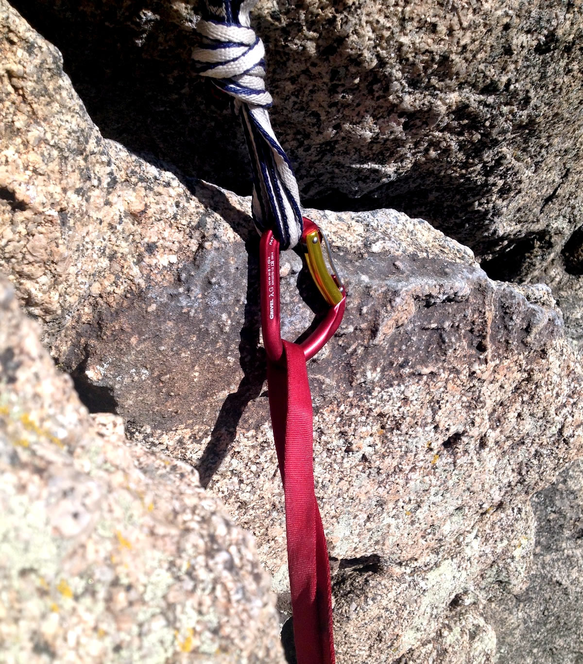 The auto-locking Lambda also worked well in situations where the climber had to clip into an anchor with one hand, which can be difficult with other auto-locking carabiners. [Photo] Alexander Kenan