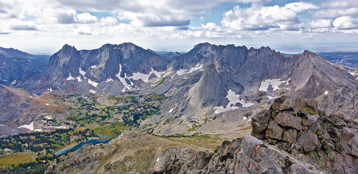 A view of the Cirque of the Towers from the top of Camel's Hump (12,537'). [Photo] Dave Anderson