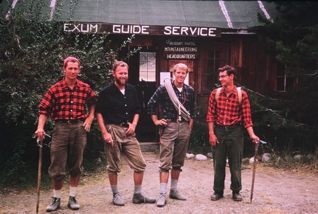 Exum Guides, from left to right: Peter Lev, Fred Wright, Al Read, Rod Newcomb, 1963. [Photo] Lev family collection
