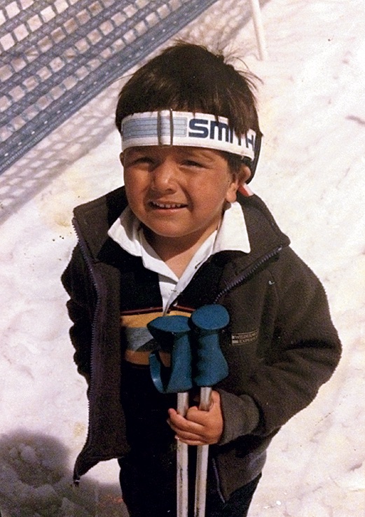 Lonnie Kauk, age three or four, at Badger Pass Ski Area. [Photo] Lonnie Kauk Collection