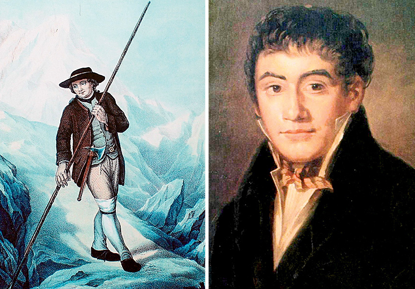 Jacques Balmat (left) and Michel-Gabriel Paccard. [Artwork] Bacler d'Albe and Marc-Theodore Bourrit, respectively