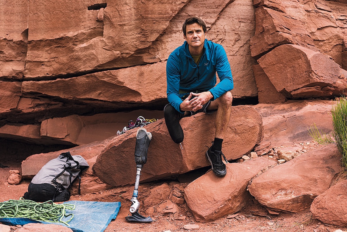 DeMartino tests a prosthetic-foot prototype in Bears Ears National Monument. [Photo] Angela Percival