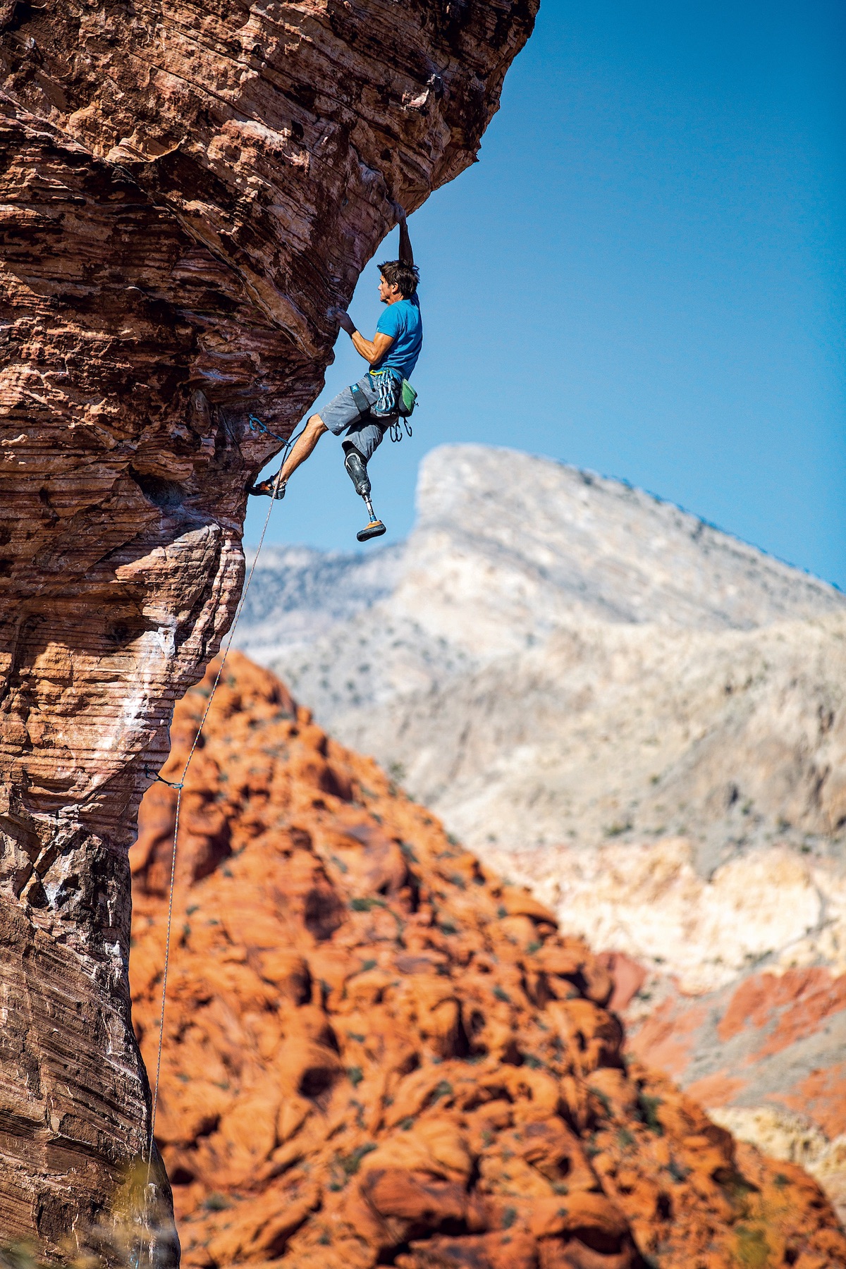 DeMartino leads Caustic (5.11b) in Red Rock Canyon National Recreation Area, Nevada. [Photo] Cameron Maier/Bearcam Media