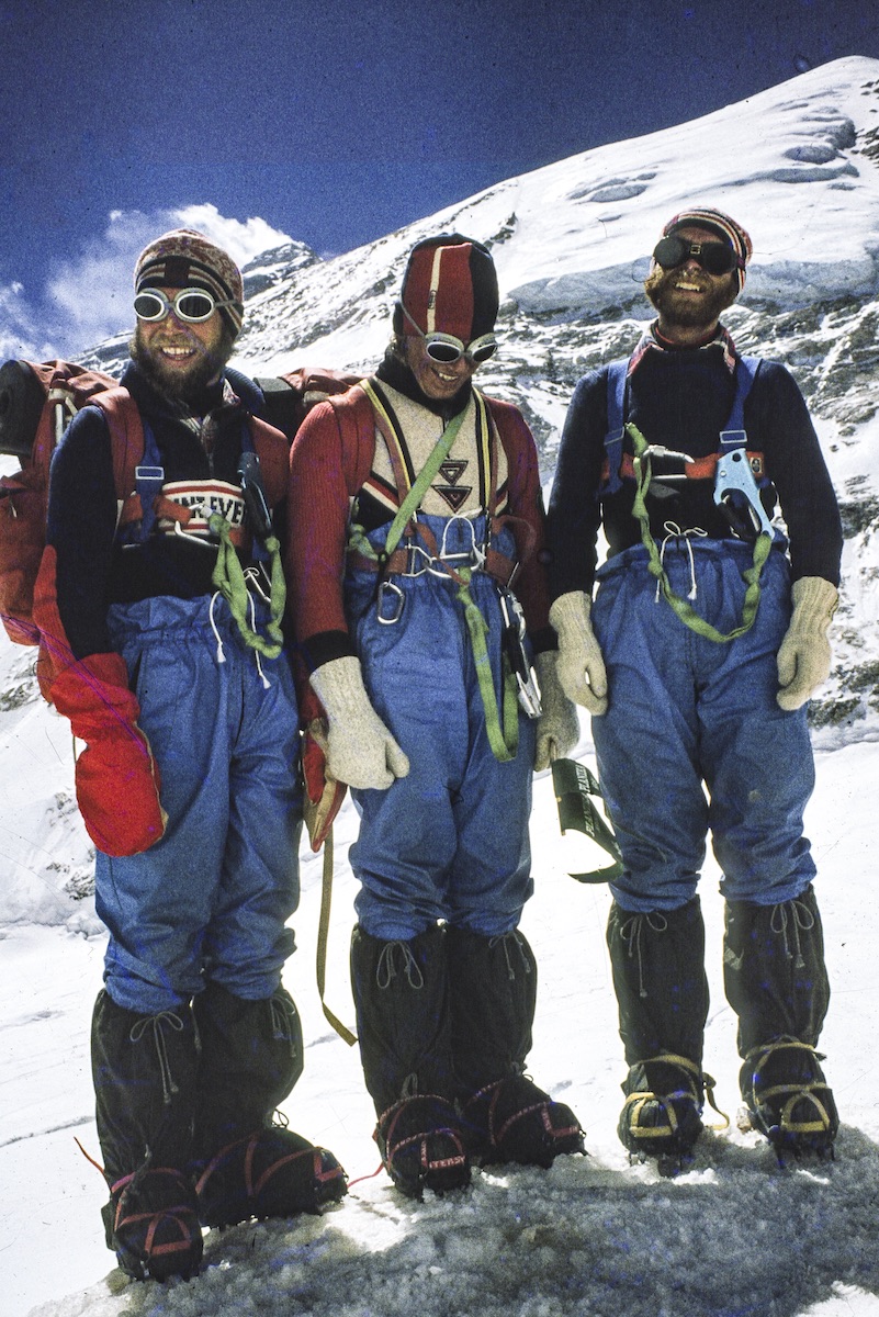 Andrej Stremfelj, Zaplotnik and Marko Stremfelj before their summit bid on the Everest West Ridge Direct, 1979. [Photo] Andrej Stremfelj