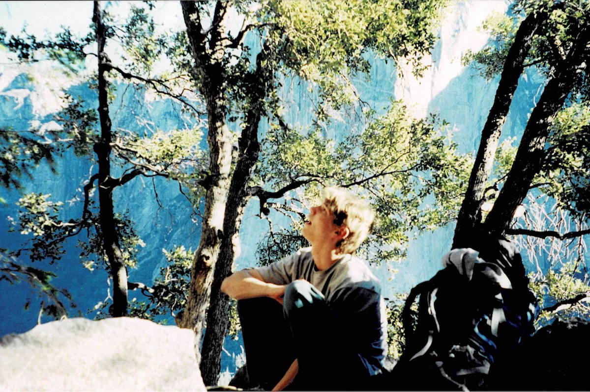Derek Franz prepares to lead the East Buttress of Middle Cathedral in 2001. [Photo] Warren Franz