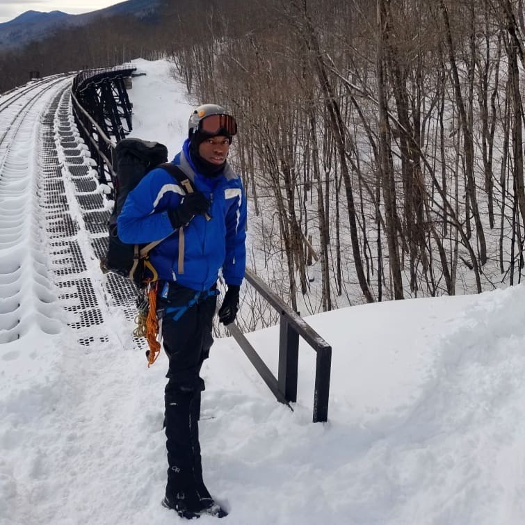 Brandon Blackburn on an ice climbing trip in New Hampshire where his story begins. [Photo] Brandon Blackburn collection