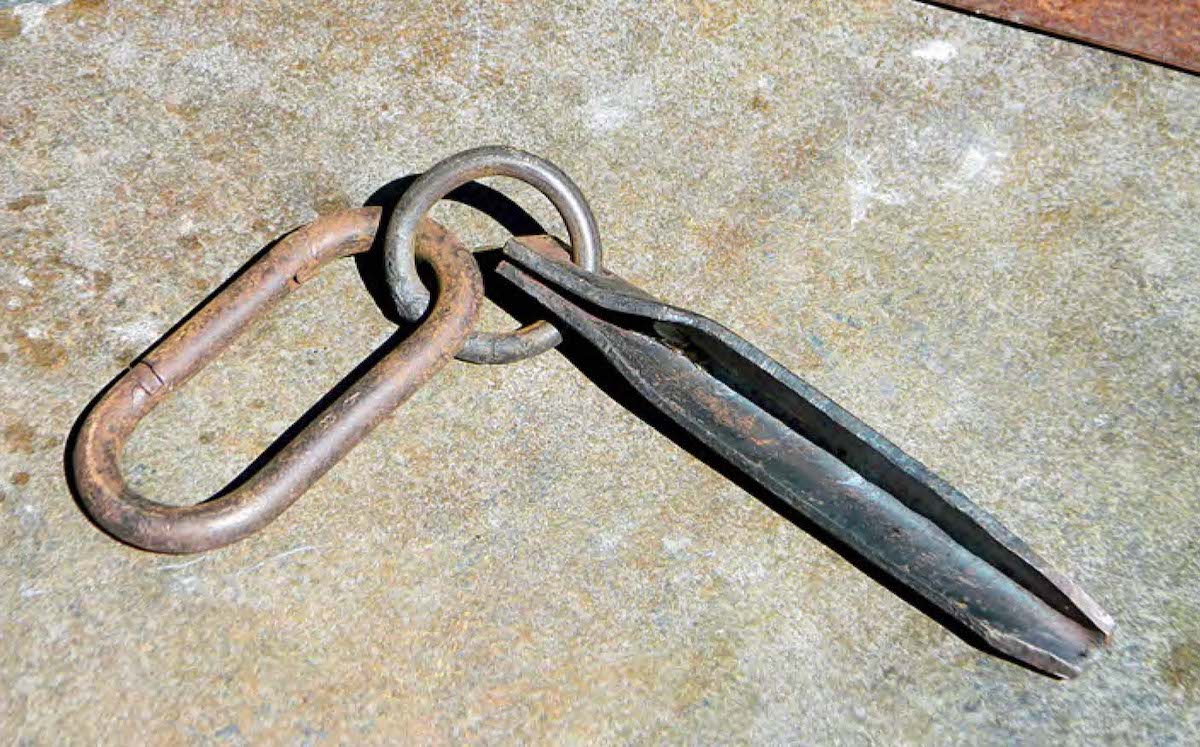 This piton, forged by Vogel in the early 1950s, was likely influenced by John Salathe's angle pitons. [Photo] Bea Vogel collection