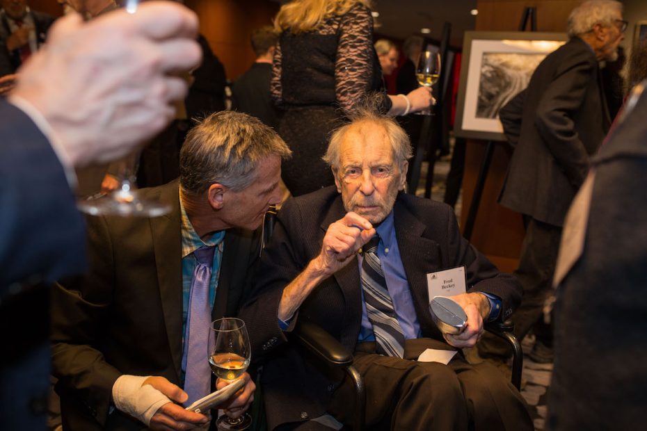 Fred Beckey at a previous American Alpine Club event. Beckey passed away October 30 at age 94. [Photo] Jim Aikman