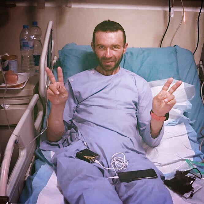 Gukov in the hospital with all his body parts. [Photo] Courtesy of Anna Piunova and Mountain.RU