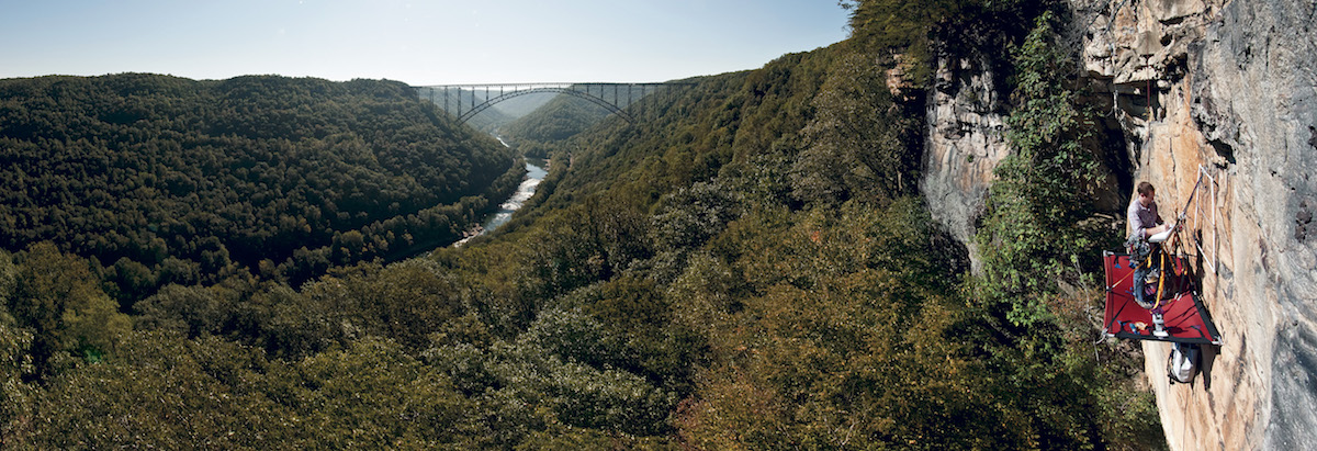 Peter Clark conducts research at the New River Gorge. [Photo] Gabe Dewitt