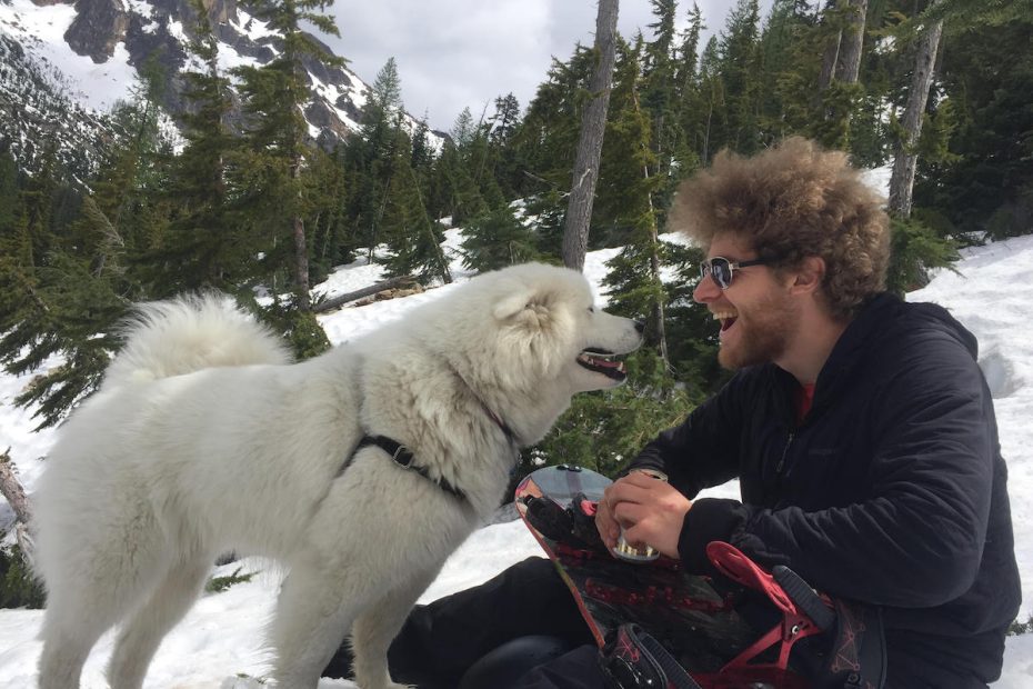 Anders Ax, pictured here with Lumi the dog at Washington Pass, June 2017. Ax began working as an intern for Alpinist in the winter of 2013, but his familiarity with the magazine started much earlier. While in high school, Ax saw a copy of Issue 16 on a newsstand in the Charles de Gaulle airport and was taken by the cover photo: Tomas Bambus Bardas muscling his way up the overhanging sandstone in Teplice. After his Alpinist internship ended in early 2014, Ax moved West to teach outdoor education. He returned to Vermont that winter to work as a snowboard instructor at Smugglers' Notch, just up the road from the Alpinist parent company office, Height of Land. He stopped by the office one day and offered his services as a fact checker and has been working for Alpinist ever since. [Photo] Courtesy of Anders Ax