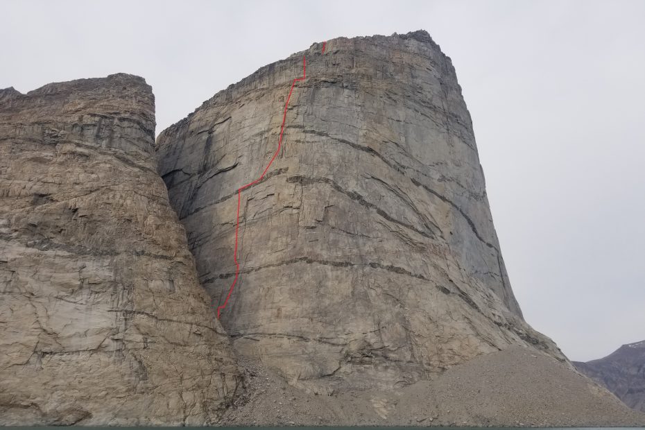 Marooned at Midnight (VI A3 5.11 R, 17 pitches, 700m) climbs a formation the Inuit call Umiguqjuaq. [Image] Sam England and Ryan Little