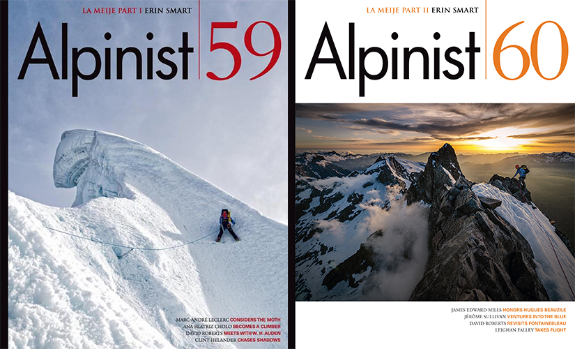 Stories from Alpinist 59 and 60 are on the long-list for consideration for Best Mountaineering Article at the 2018 Banff Mountain Book Competition.