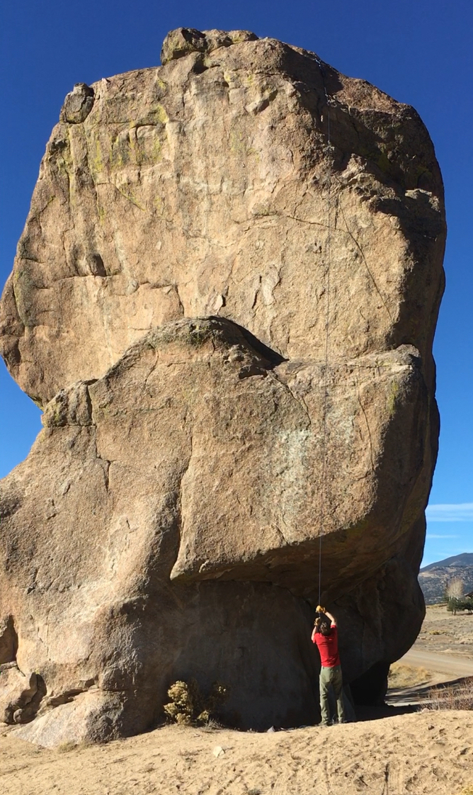Derek Franz discovering just how much effort it can take to activate the Beal Escaper after a short rappel from the top of Elephant Rock. [Photo] Mandi Franz
