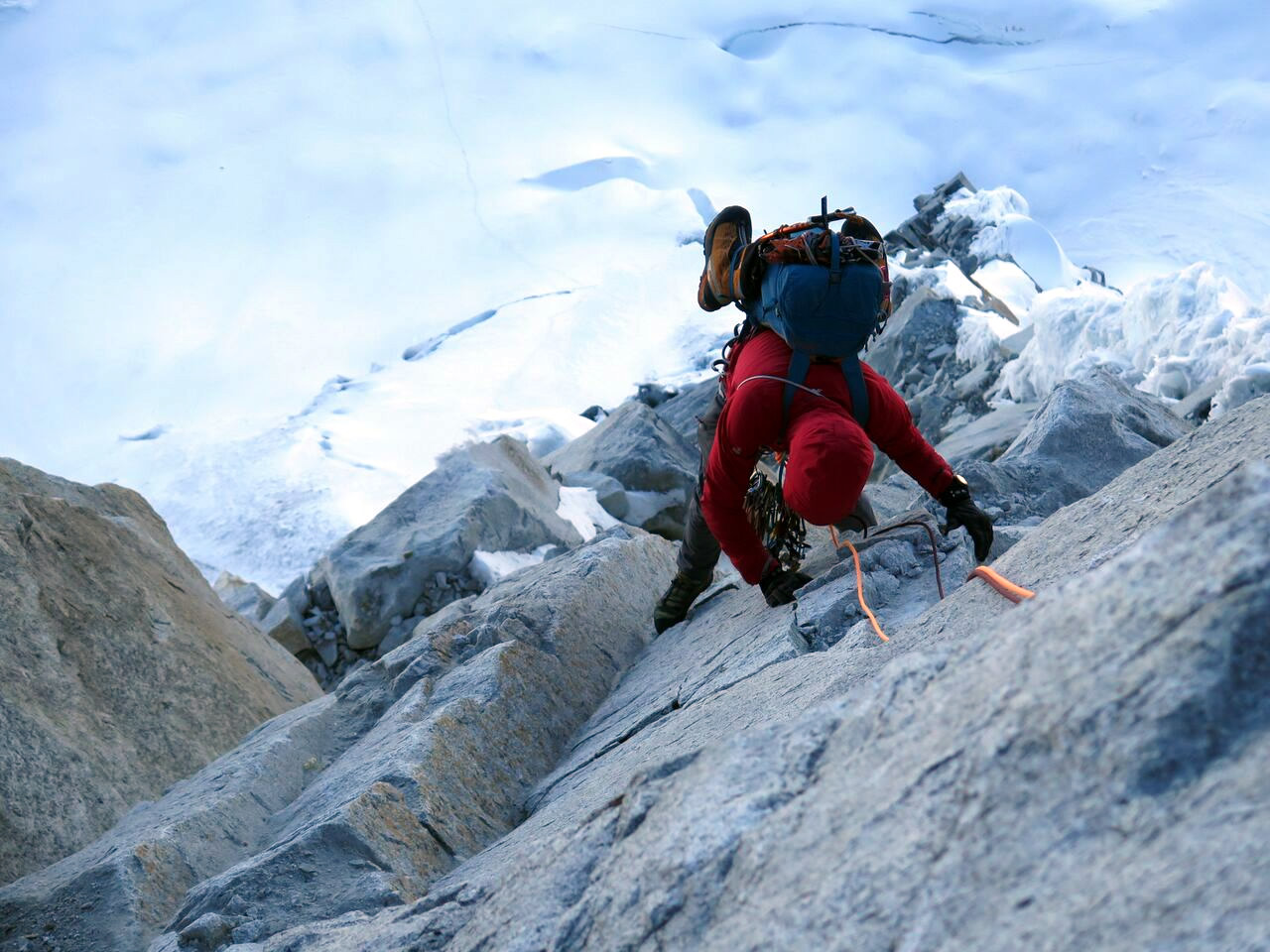 Ben Dare climbing another pitch of excellent granite on the East Face Rock Rib [Photo] Steve Skelton