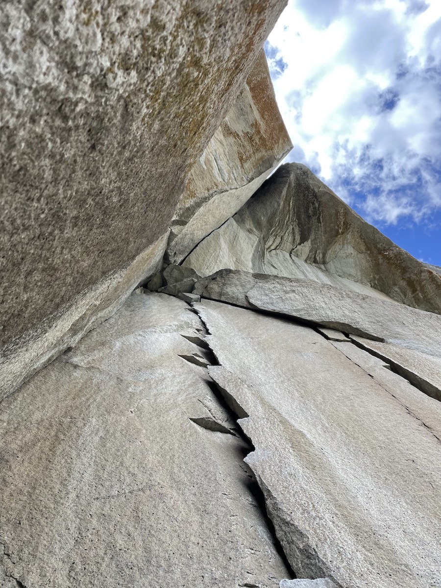 If you know where this is, then you know. The Black Diamond Crack Gloves would have been nice to have here, but it was the author's last day in Yosemite, so a traditional, bare-handed farewell was in order. [Photo] Derek Franz