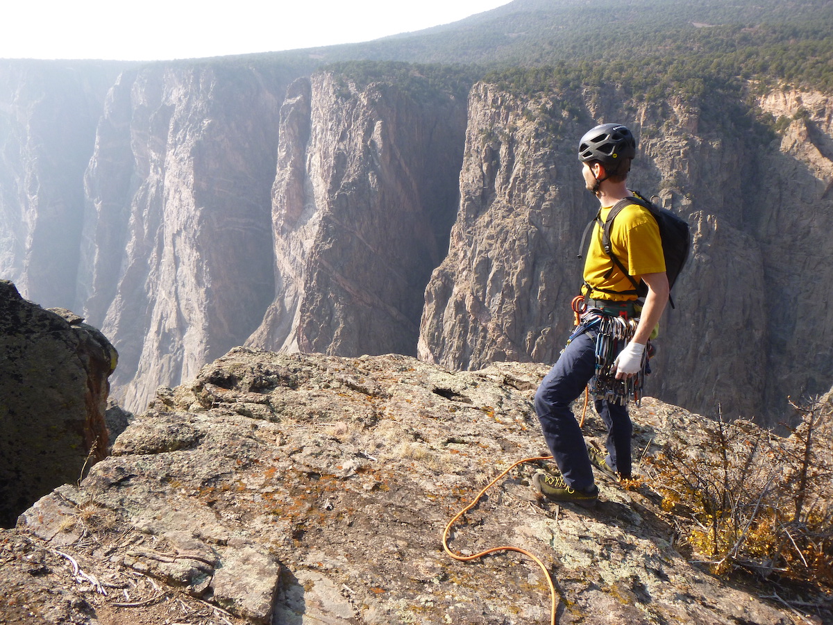 Franz tops out a route on the north rim of the Black Canyon. [Photo] Morgan Williams