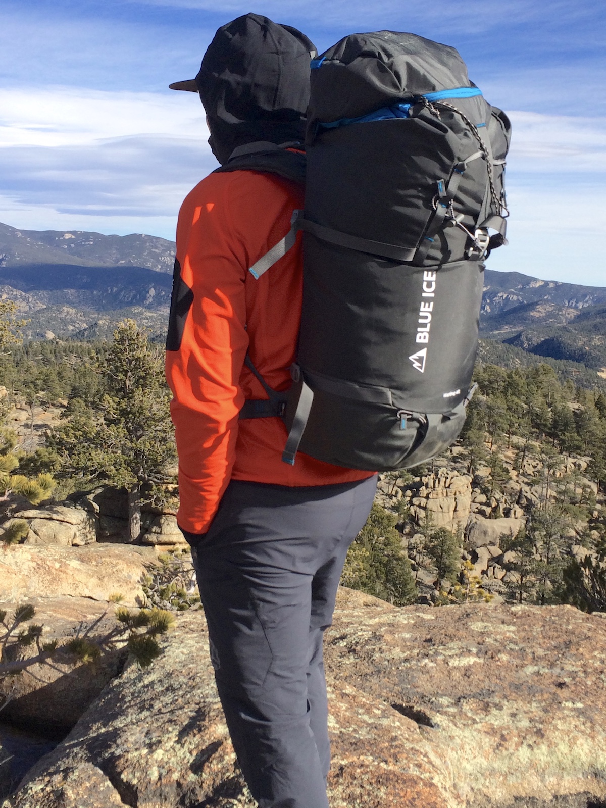 Mike Lewis carrying the Blue Ice Warthog 40L pack in Rocky Mountain National Park, Colorado. [Photo] Chris Wood