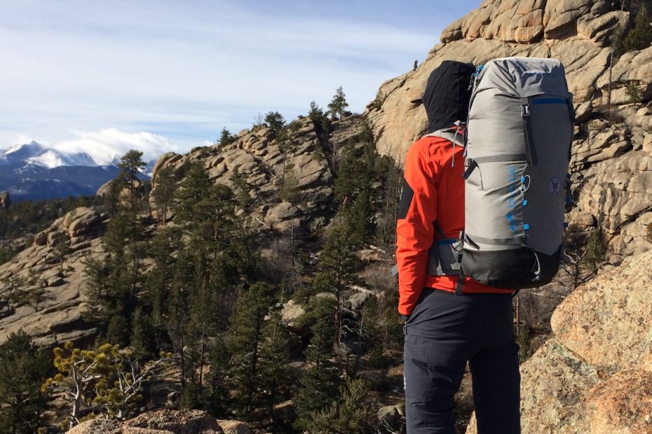 The author with the Blue Ice Yeti 50L backpack in Rocky Mountain National Park, Colorado. [Photo] Chris Wood