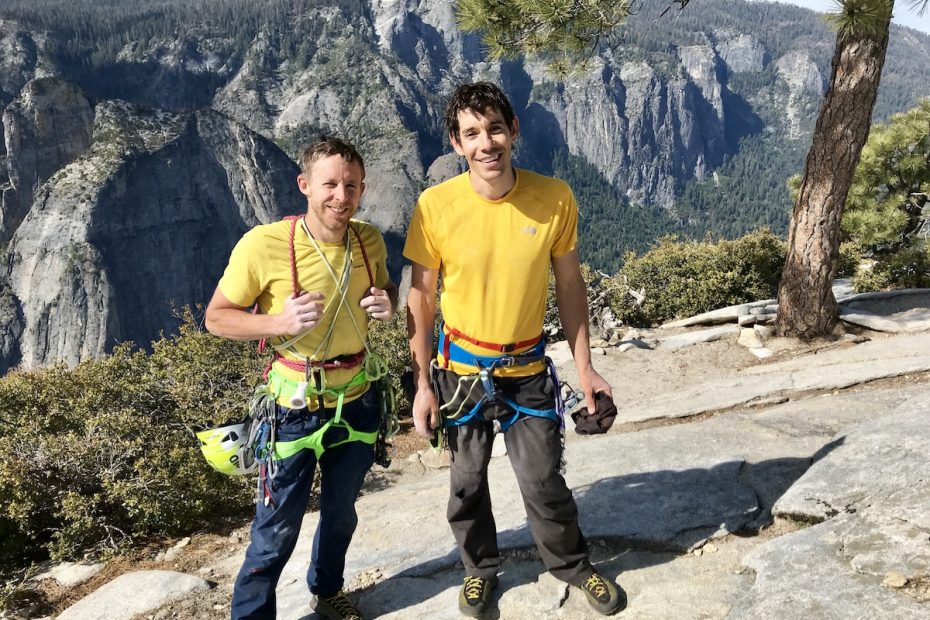 Tommy Caldwell and Alex Honnold on the summit of the Nose, El Capitan. [Photo] REEL ROCK Film Tour, Sam Crossley