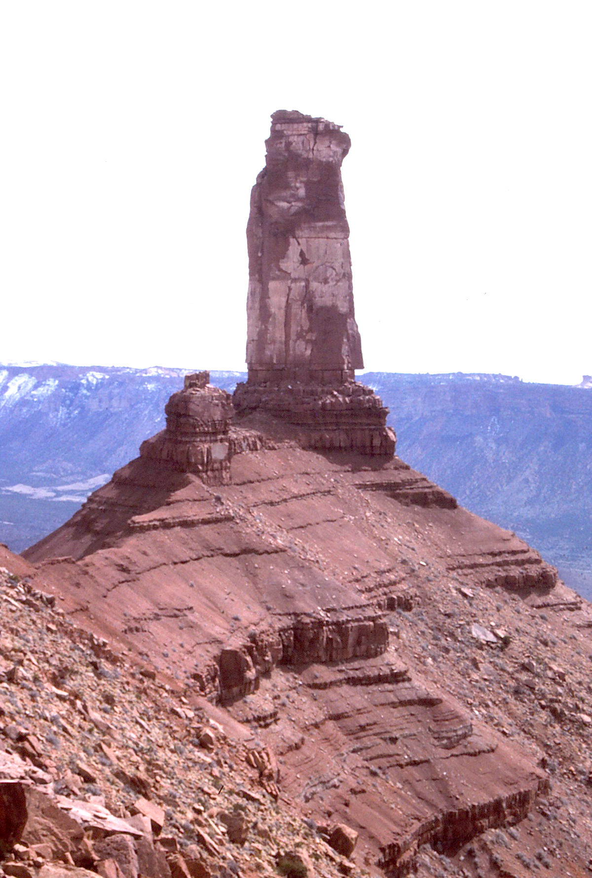 The north face of Castleton Tower, Utah. The Kor-Ingalls Route described in the story ascends the opposite side of the tower. [Photo] Cameron M. Burns