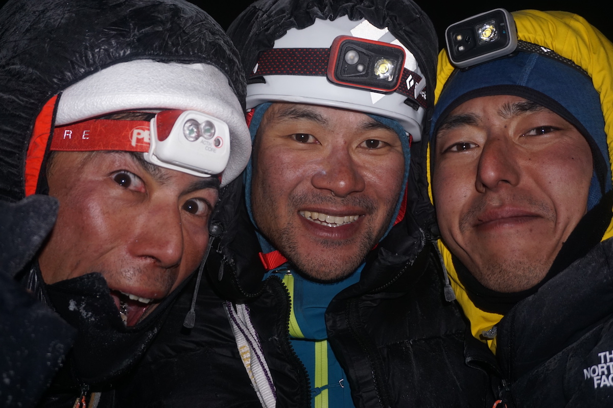 The team on the summit. [Photo] Genki Narumi, Yusuke Sato and Hiroki Yamamoto collection