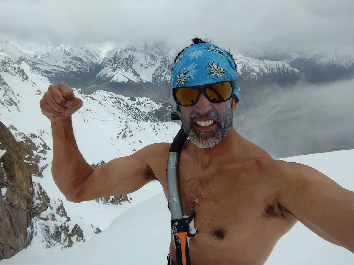 Shirtless selfie: It's sort of my thing for the last eight years: sky-clad summits and descents, Gangulee said. [Photo] Tico Gangulee