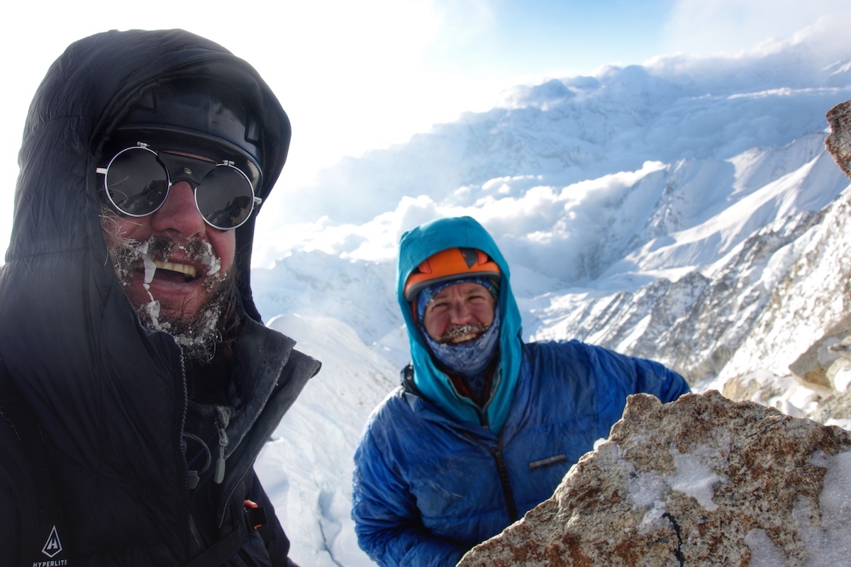 Benjamin Billet, left, and Kelley on the summit. [Photo] Benjamin Billet