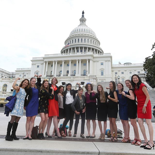 Climber representatives pose in front of the nation's capital in Washington, DC, last year during the Access Fund and American Alpine Club's third annual Climb the Hill event, which included more than 60 delegates. [Photo] Stephen Gosling