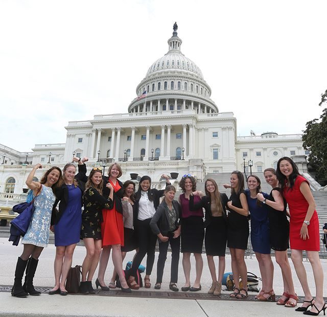 Climber representatives pose in front of the nation's capital in Washington, DC, last week during the Access Fund and American Alpine Club's third annual Climb the Hill event, which included more than 60 delegates. [Photo] Stephen Gosling