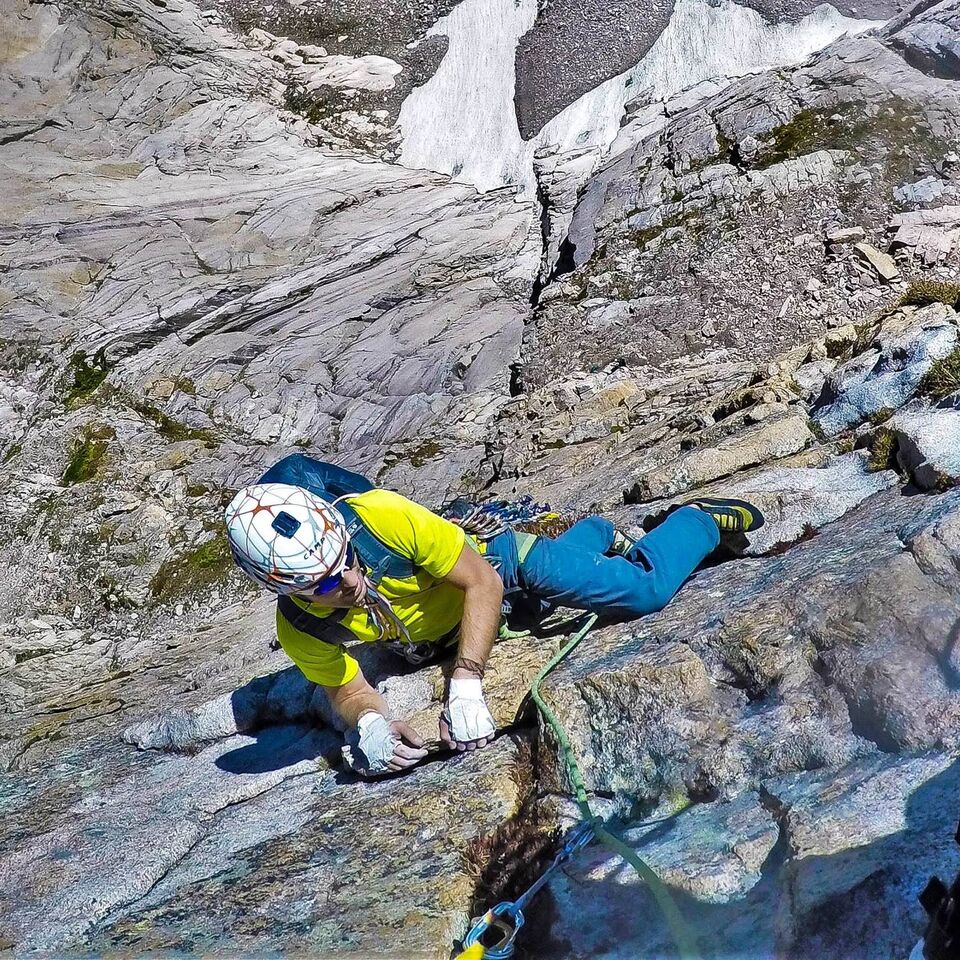 Adam Reke follows the traverse pitch of the Casual Route. [Photo] Jackie Niles