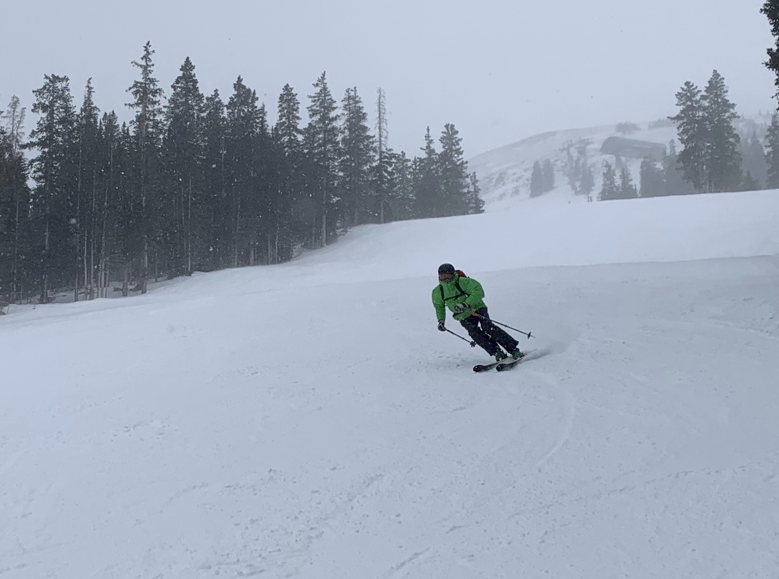 The author uses the low-light lens in overcast snowy weather at Loveland Ski Area. [Photo] Catherine Houston