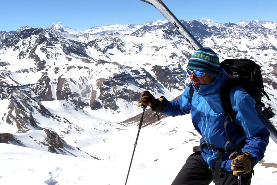 Mike Lewis nearing the summit of La Parva Peak (3630m), Chile. [Photo] Jack Klim