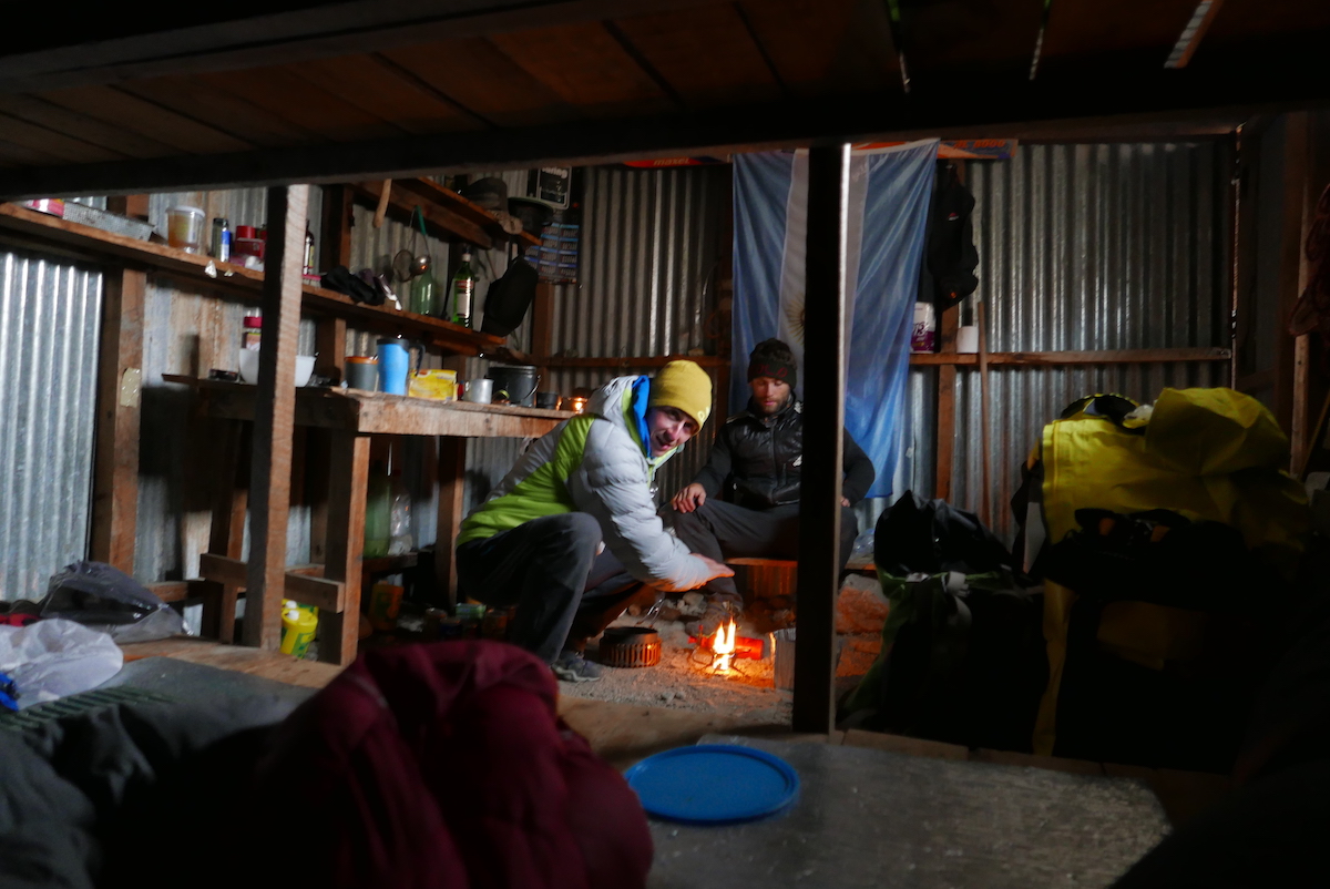Bordella and Bacci prepare dinner at Refugio Pascale, where they spent a total of four weeks. [Photo] Matteo Bernasconi
