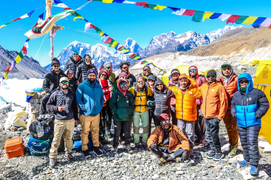 The Full Circle Everest expedition. Expedition leader Phil Henderson is third from left in the back row. [Photo] James Edward Mills