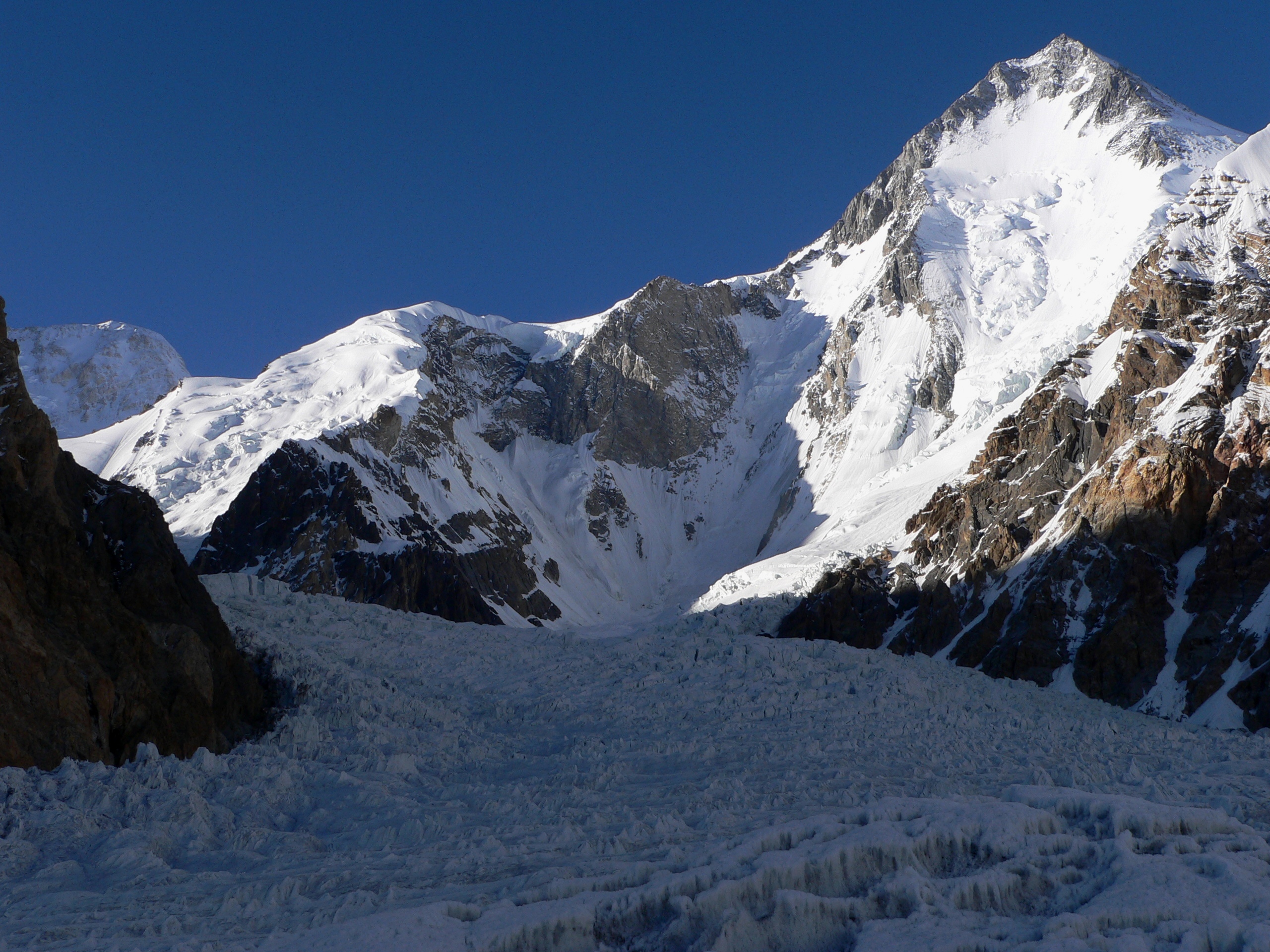 The southwest face of Gasherbrum as seen from base camp. [Photo] Marek Holecek