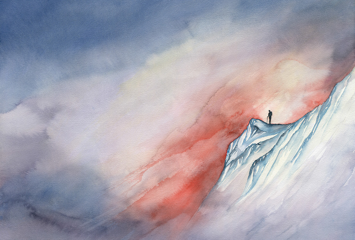 Doubt / Resilience. Watercolor on paper. North Cascades, Washington. [Artwork] Claire Giordano