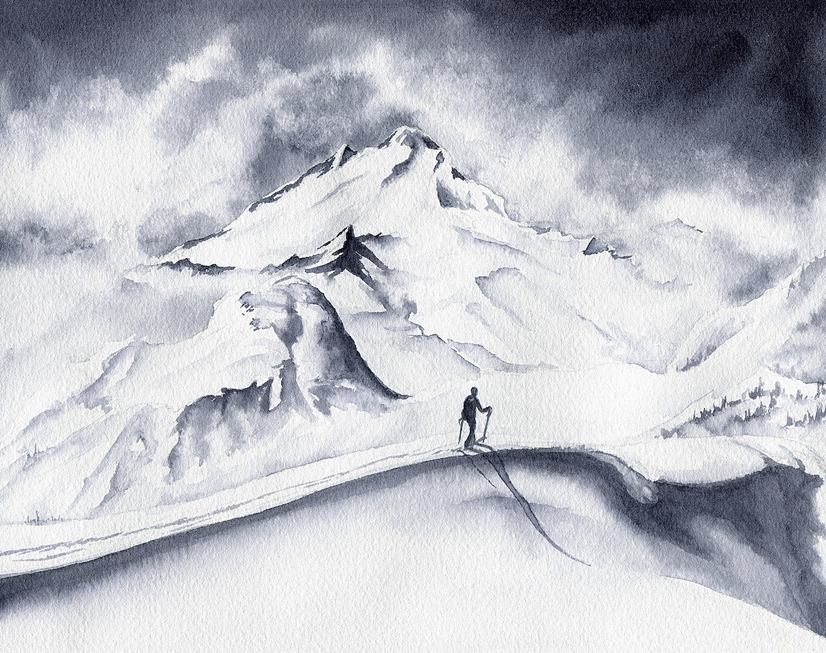 A Mountain Presence. Watercolor on paper. Mt. Baker. [Artwork] Claire Giordano