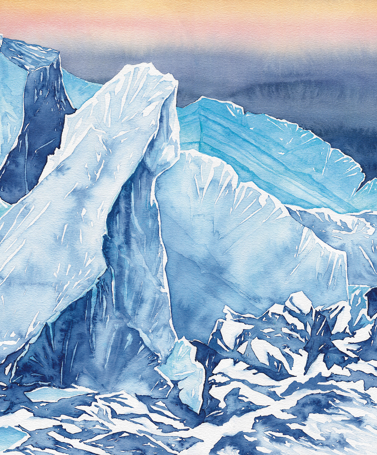Icefall. Ingraham Glacier, Mt. Rainier (14,410'), Cascades, Washington. The artist would like to thank Dallas Glass, Jason Hummel and Casey Sullivan for sharing reference imagery for some of the paintings in the essay. [Artwork] Claire Giordano