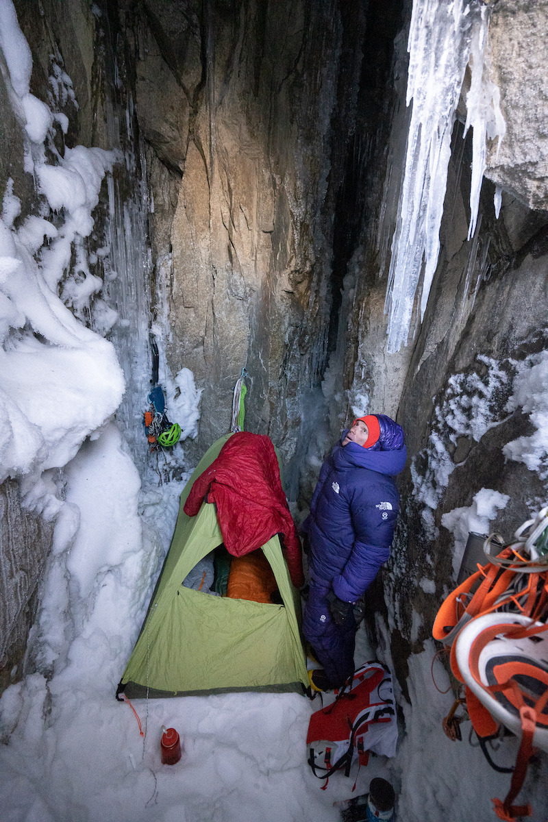 The first bivy was in a sheltered cave. [Photo] Courtesy of Clint Helander