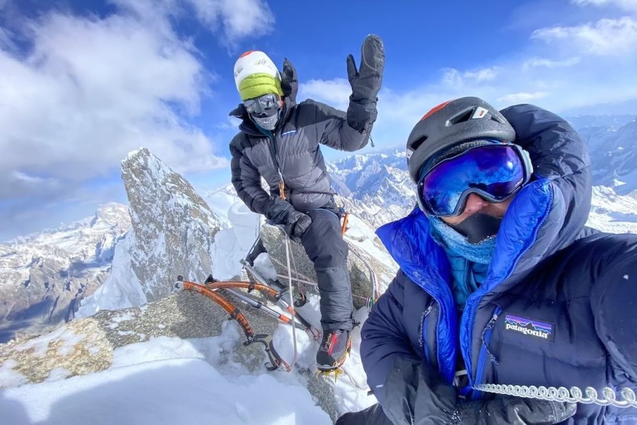 Priti and Jeff Wright atop K6 Central (7100m). [Photo] Priti and Jeff Wright collection