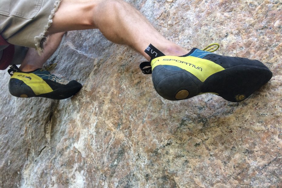 The La Sportiva Kataki shoes were made for routes like Scene of the Crime (5.12d) on Independence Pass, Colorado. [Photo] Mandi Franz