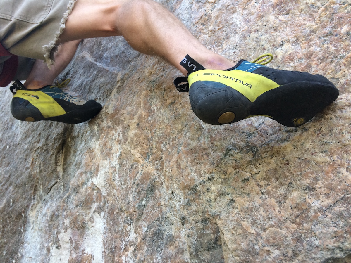 The La Sportiva Kataki shoes were made for routes like Scene of the Crime (5.12d) on Independence Pass, Colorado. [Photo] Mandi Franz