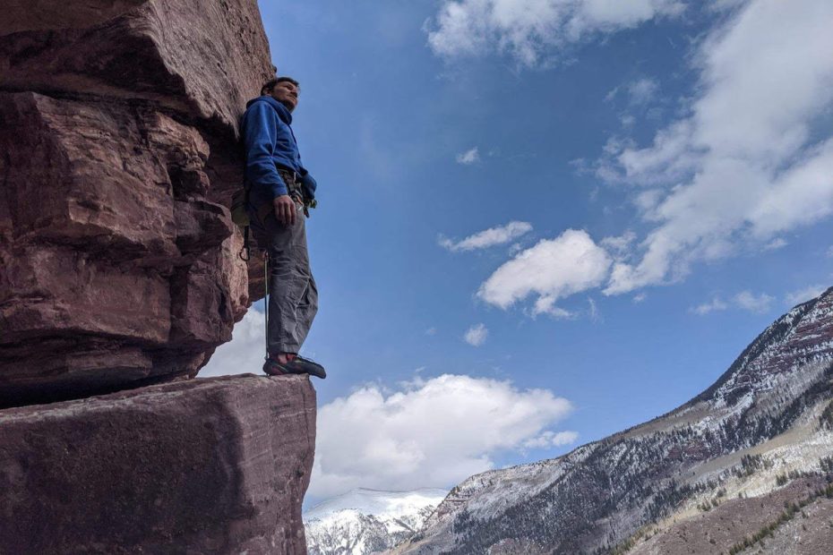 The author wearing the La Sportiva Testarossa climbing shoes at a crag near Redstone, Colorado. [Photo] Nat Gustafson