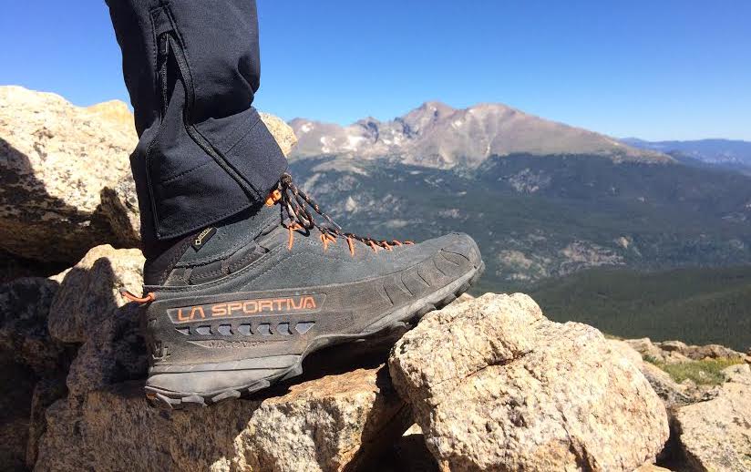 The La Sportiva TX4 Mid was a great, lightweight option for the hike to the top of Saint Vrain Mountain (12,162') in Rocky Mountain National Park, Colorado. Visible in the background, from left to right, are Chiefs Head, Longs Peak and Mt. Meeker. [Photo] Mandi Franz