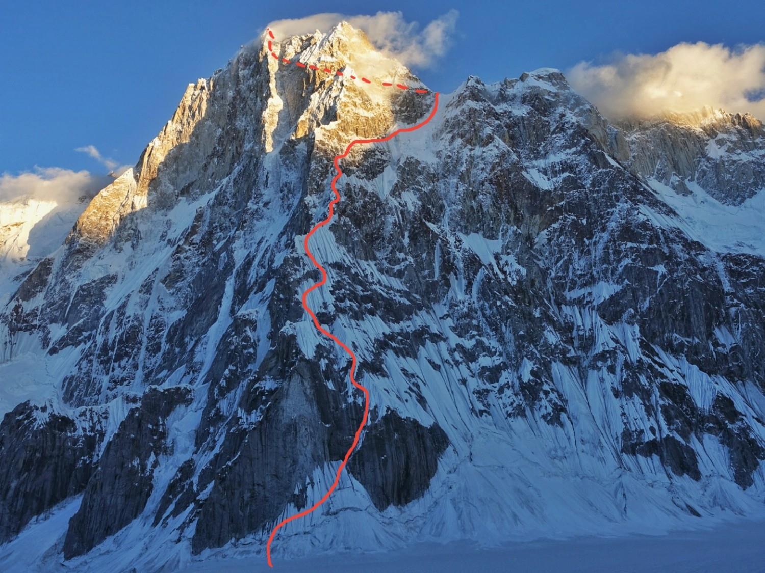 The red line shows the route taken by Cesen, Livingstone and Strazar. [Image] Tom Livingstone