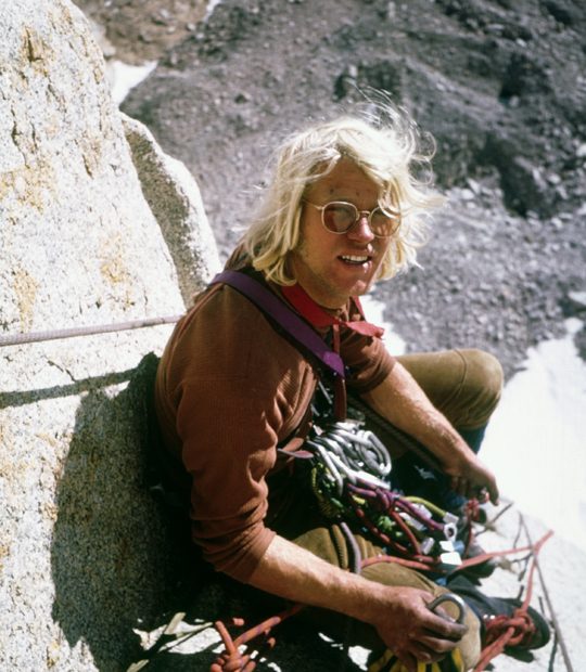 Lowe during a September 1973 trip to the High Sierra where he and John Weiland climbed the Northeast Corner (V 5.10-) of Keeler Needle . During the ascent they carried 25 nuts and 25 pins. Lowe wrote in the 1975 American Alpine Journal, We could have used more nuts. [Photo] Jeff Lowe collection/jeffloweclimber.com