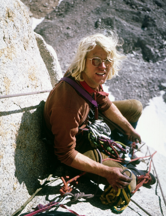 Lowe during a September 1973 trip to the High Sierra where he and John Weiland climbed the Northeast Corner (V 5.10-) of Keeler Needle . During the ascent they carried 25 nuts and 25 pins. Lowe wrote in the 1975 American Alpine Journal, We could have used more nuts. [Photo] Jeff Lowe collection/jeffloweclimber.com