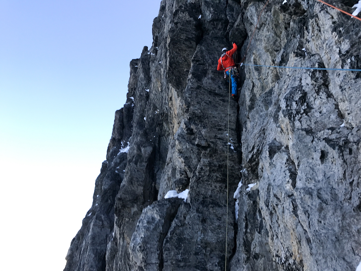 Siegrist leads the first pitch after the Eagle's Traverse on the team's last climbing day. [Photo] Archive Metanoia